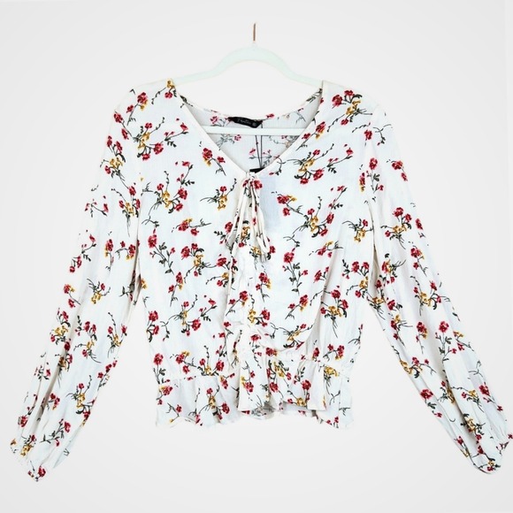 Fratini Boho Floral Top Size XL Peasant Peplum Blouse Western Cottagecore New - Picture 2 of 12